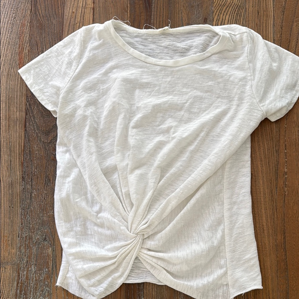 White Short Sleeve Tie Front T-Shirt